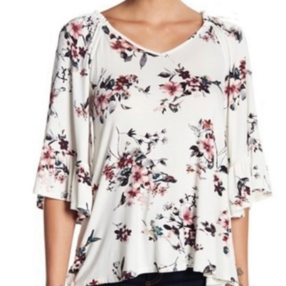 Bobeau Floral Print Top
